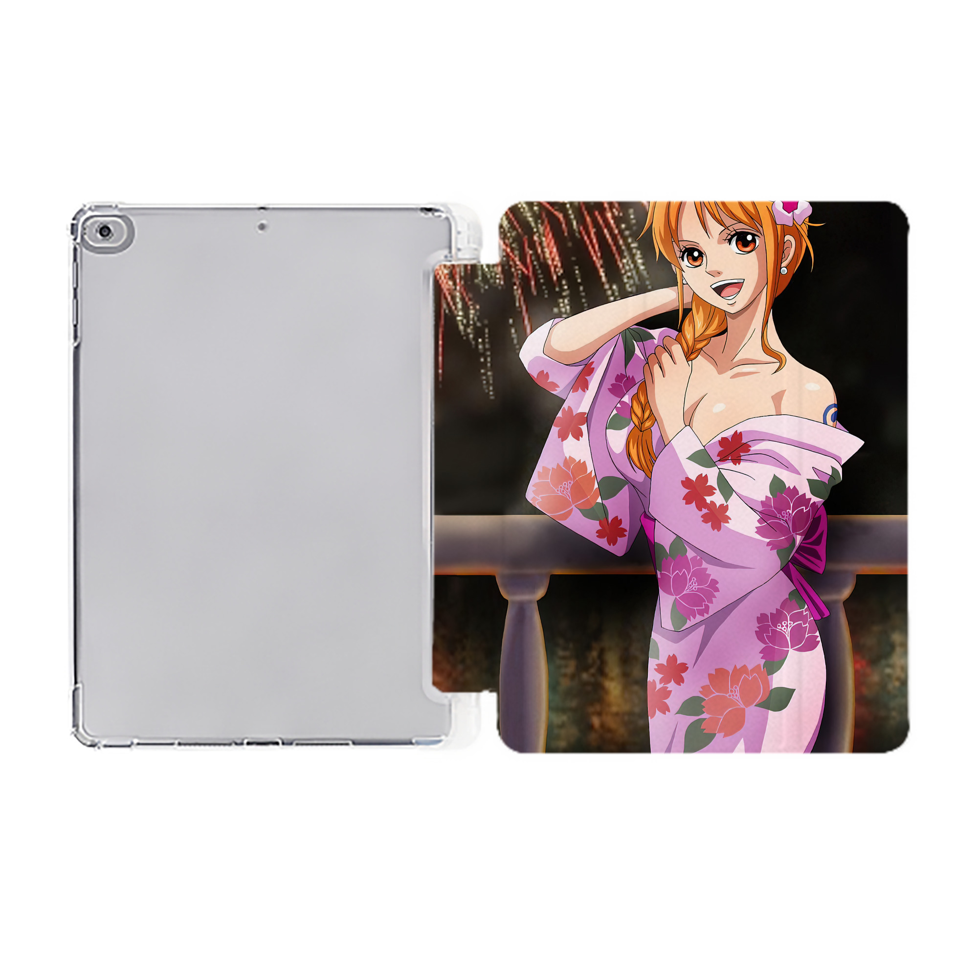ワンピース ONE PIECE IPad ケース ペン収納付き 三つ折りスタンド PUレザー×シリコン 対応機種9.5/10.5/10.9インチ